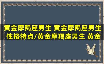 黄金摩羯座男生 黄金摩羯座男生性格特点/黄金摩羯座男生 黄金摩羯座男生性格特点-我的网站